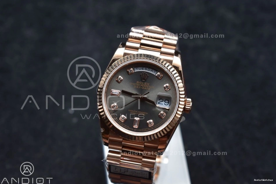 36 with DayDate Diamond 671 Weight) RG Steel (Gain vr3255 QF Dial President Best Square Original Bracelet on Grey V5 904L Edition 0408